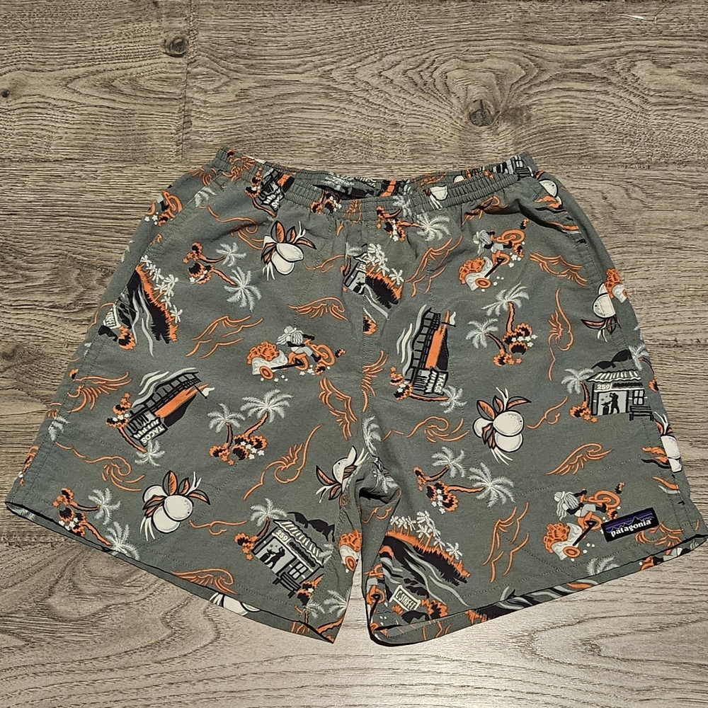 Patagonia Baggies Lined Shorts - Mexican Taco Shop AOP - Size Small 6" Inseam